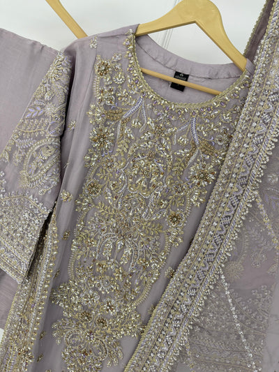 PS-0325 - L Purple - Readymade Chiffon Suit 2025 - Memsaab Online