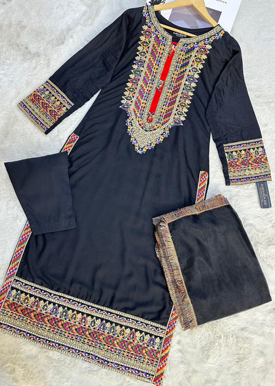 HK277 HUMA - Black Linen Oufit - Memsaab Online