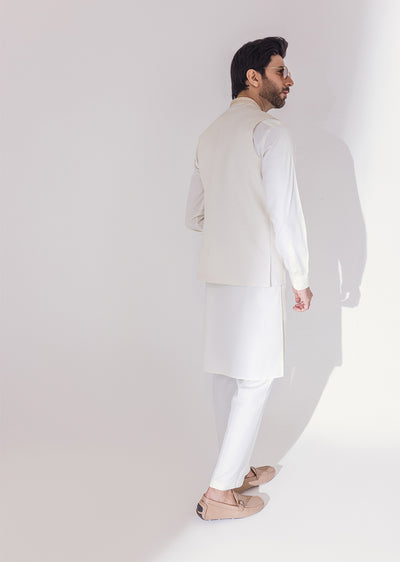 W-1977 - Offwhite - Mens Fancy Waist Coat - Memsaab Online