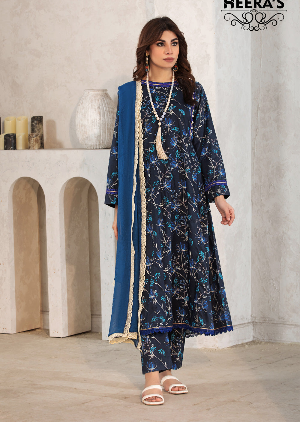 HSS-203 - Readymade Heeras linen Suit - Memsaab Online