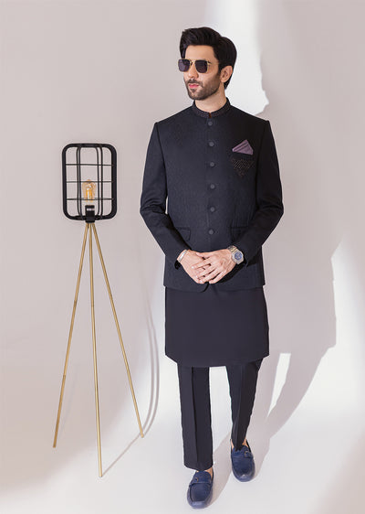 PC-378 - Black - Mens Fancy Prince Coat - Memsaab Online