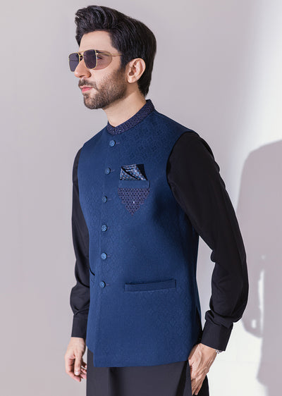 W-1978 - Navy - Mens Fancy Waist Coat 2024 - Memsaab Online