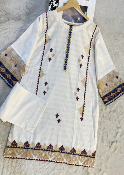 SN46 - Readymade - 2 Piece Khadi Net Outfit - Memsaab Online