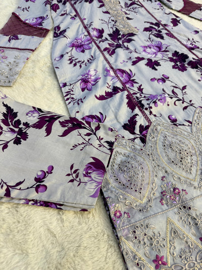 MDNA-24 - Readymade Embroidered LINEN Outfit - Memsaab Online