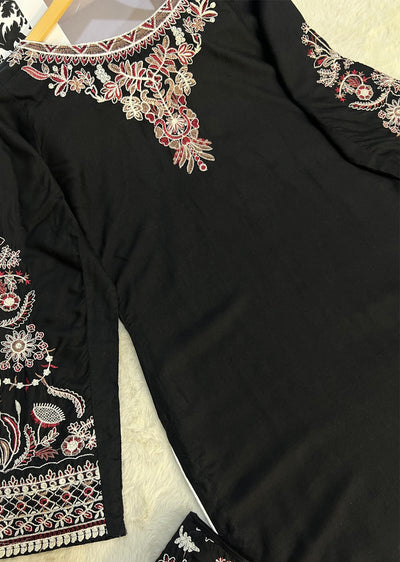 HK279 - KASHF - Black Linen Oufit - Memsaab Online