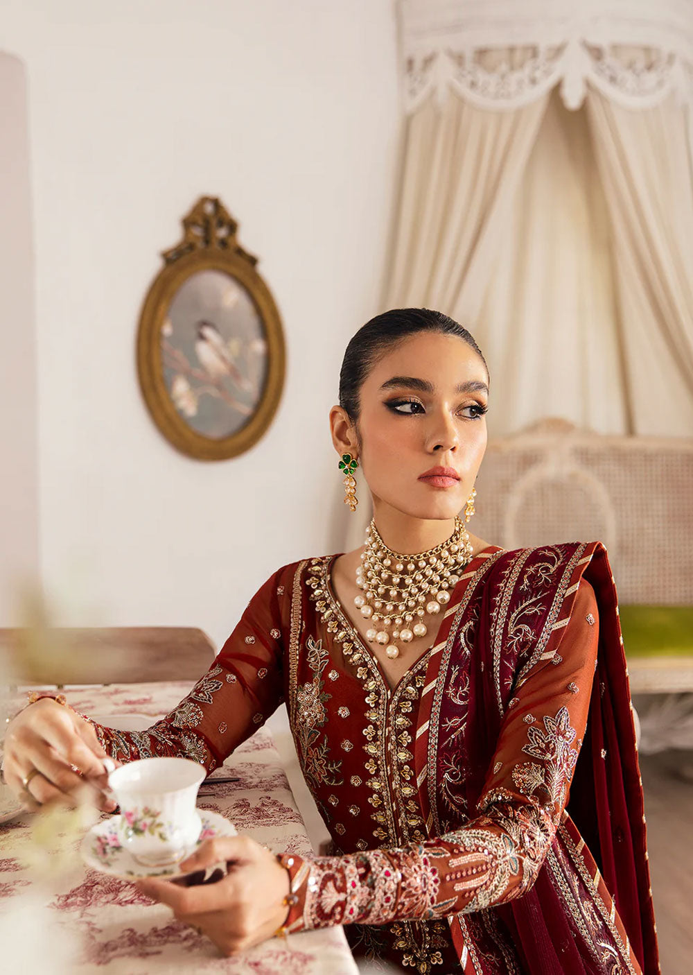 Laira - Readymade Embroidered Chiffon Suit - Memsaab Online