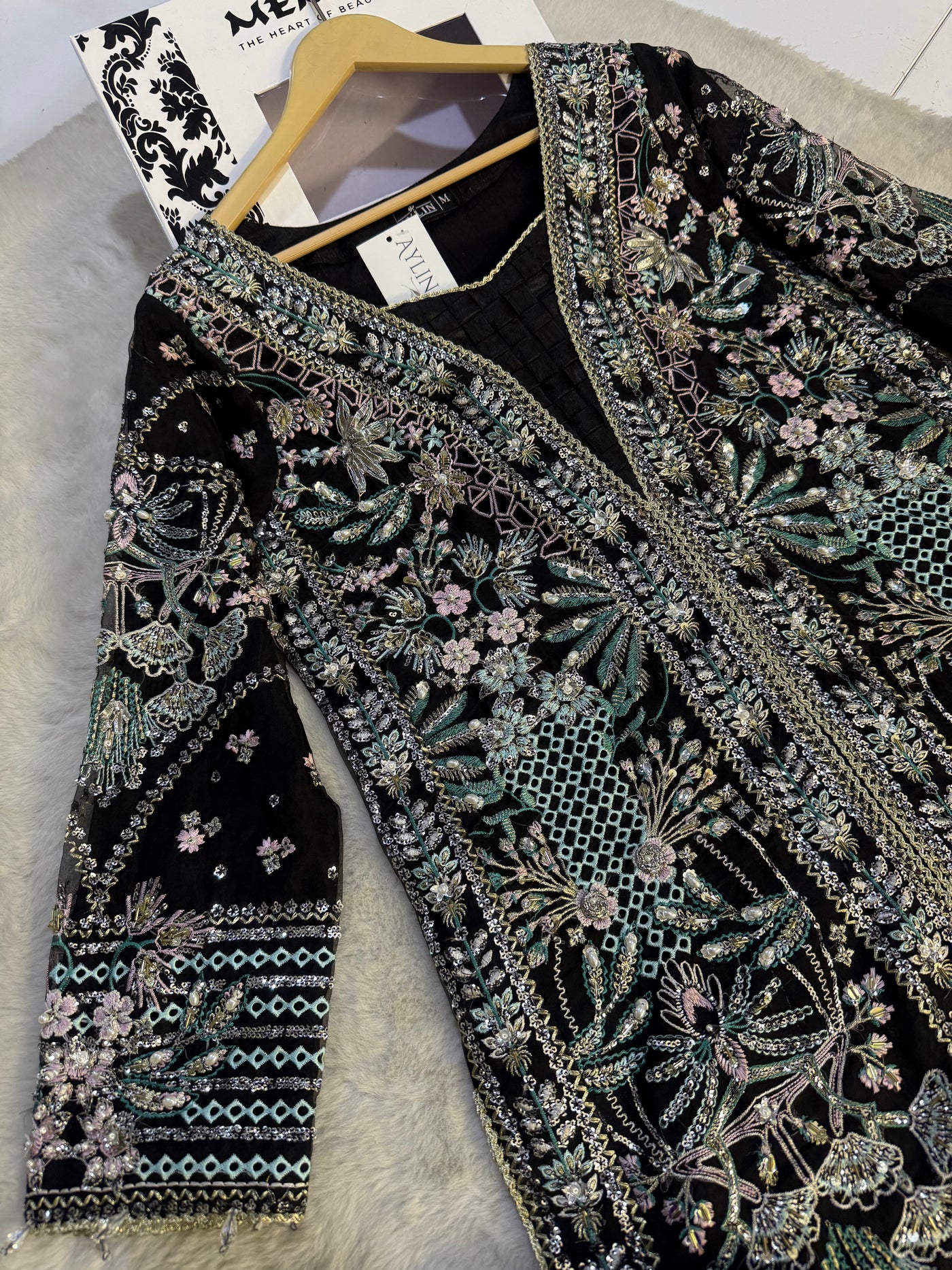 AYLN-05 NOIR SILKSTONE Readymade Collection by AYLIN 2025 - Memsaab Online