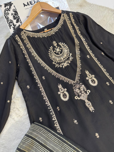 HK133 - Black - Readymade Linen Outfit