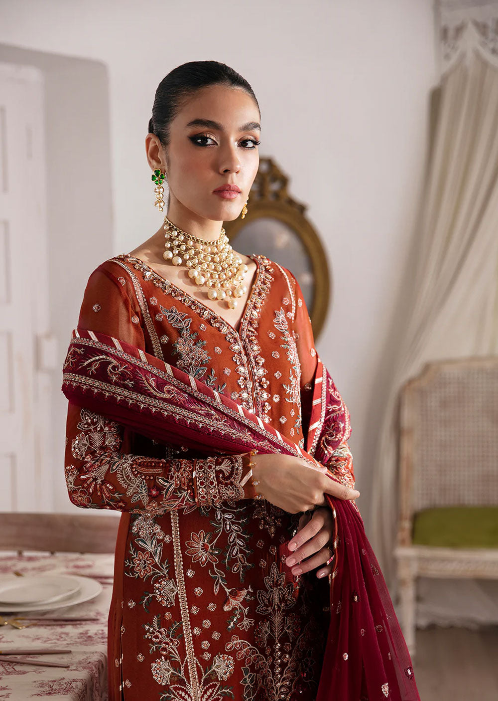 Laira - Readymade Embroidered Chiffon Suit - Memsaab Online