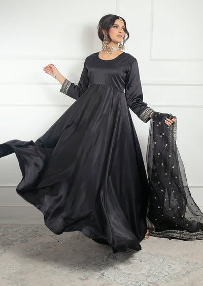 SRB1217 - Silk - Black- Sehrish.B Designer - Memsaab Online