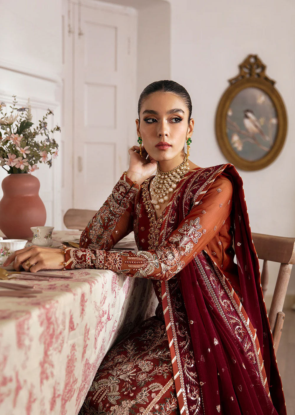 Laira - Readymade Embroidered Chiffon Suit - Memsaab Online