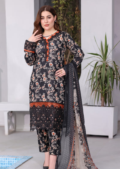 MDNA-18 - Black Embroidered Lawn Outfit - Memsaab Online