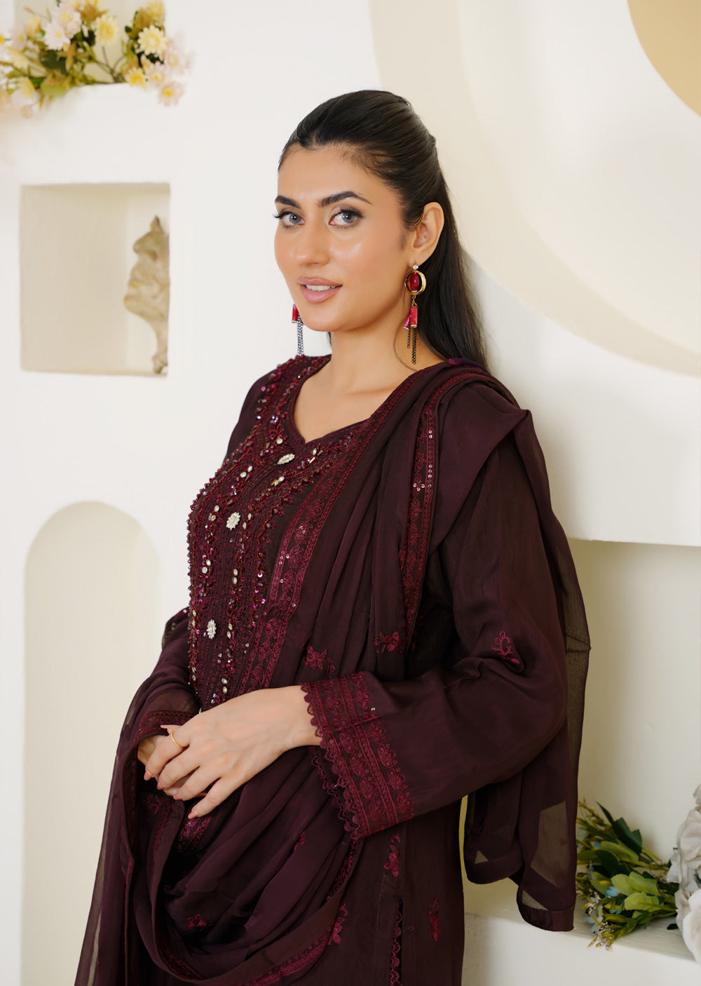 ATR-1139-Readymade Sehrish B Korean Silk - Memsaab Online