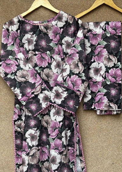 BUT-107 - Black - S.Prints Printed Lawn Co-ords - Memsaab Online