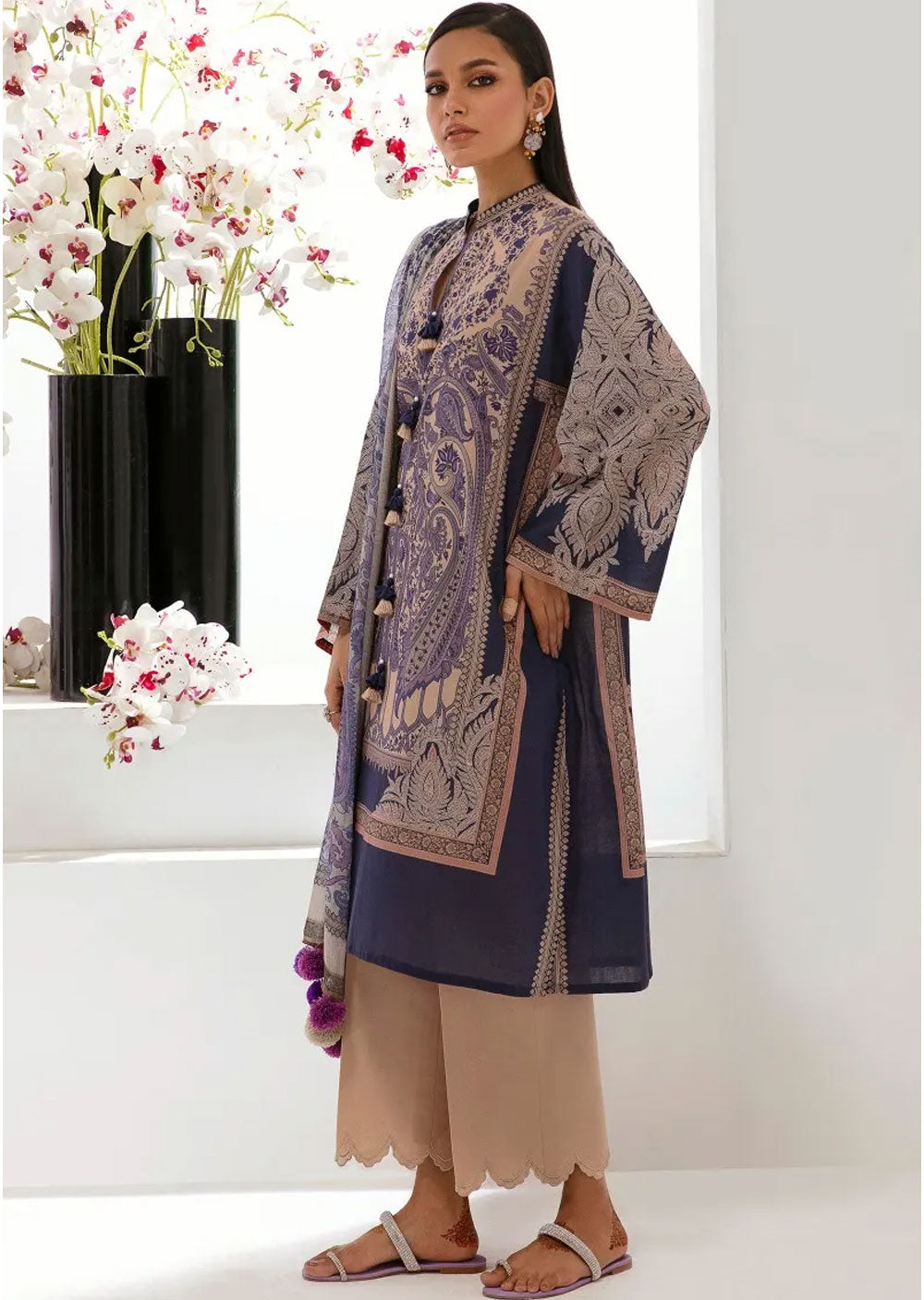 MZN-07-A - Unstitched - Mahay Summer Collection by Sana Safinaz 2023 - Memsaab Online