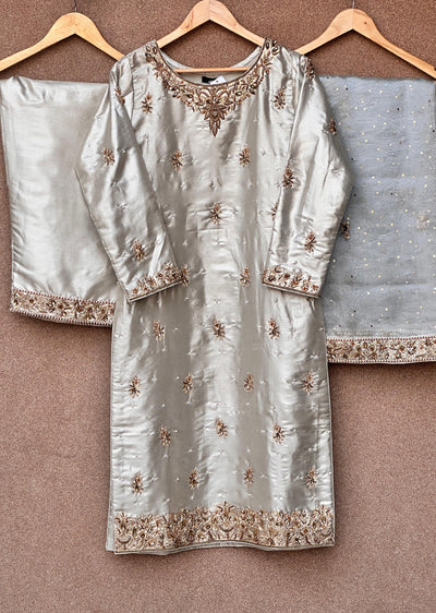 SRB1319 - Grey - Readymade - Sehrish.B Designer - Memsaab Online