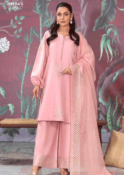 HSS-166 - Readymade - Diamond Sharara Embroidery suit by Heeras - Memsaab Online