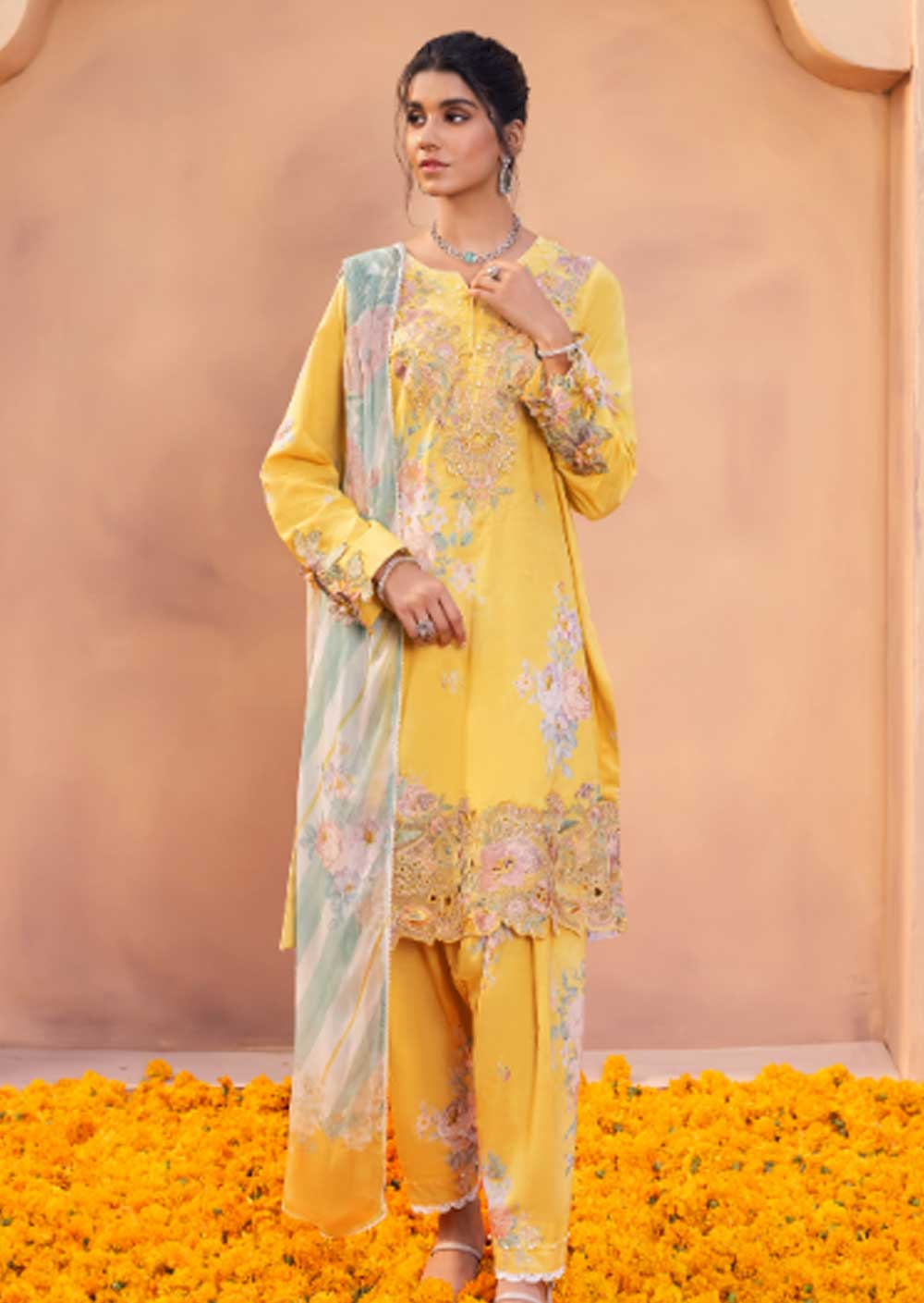 IZU-07 - Unstitched - Aashiaan Festive Lawn Collection by Iznik 2023 - Memsaab Online