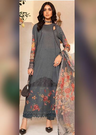 MTYC-02 - Grey - Unstitched - Maria B Inspired Dhanak Suit 2025 - Memsaab Online