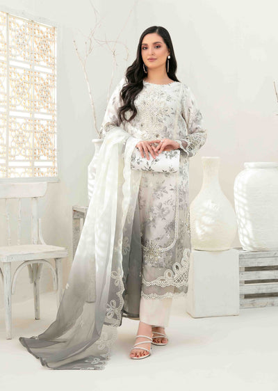 YSN-4034 - Unstitched - Yasna Embroidered Fancy Organza Suit 2025 - Memsaab Online