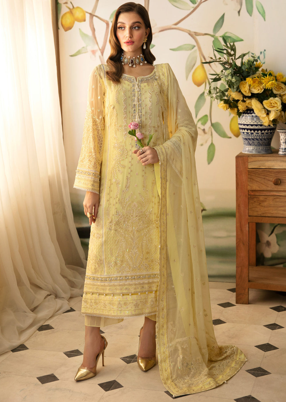 GLEC-07 - Estrella - Unstitched - Gulaal Embroidered Chiffon Collection 2024 - Memsaab Online