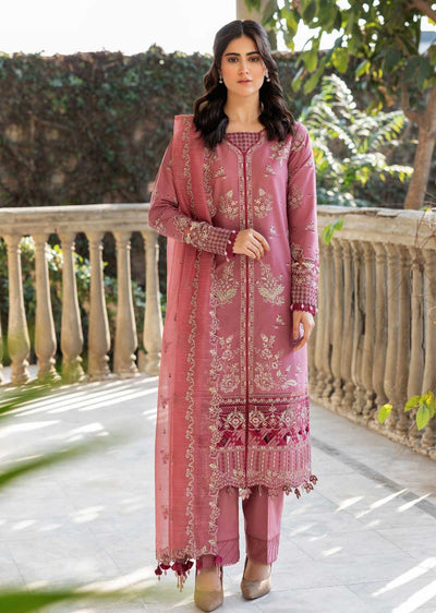 FSH-07 - Rose Garland - Unstitched - Bahaar Embroidered Lawn Suit 2024 - Memsaab Online