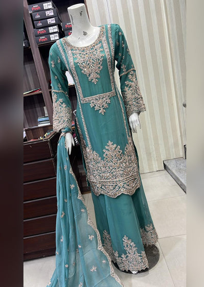 SHAZ9008 Chiffon Embroidered Mummy n Me Outfit - Memsaab Online