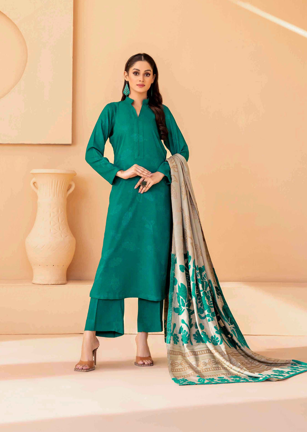 MHZ-3729 - Unstitched - Mahzala Jacquard Suit by Tawakkal 2025 - Memsaab Online