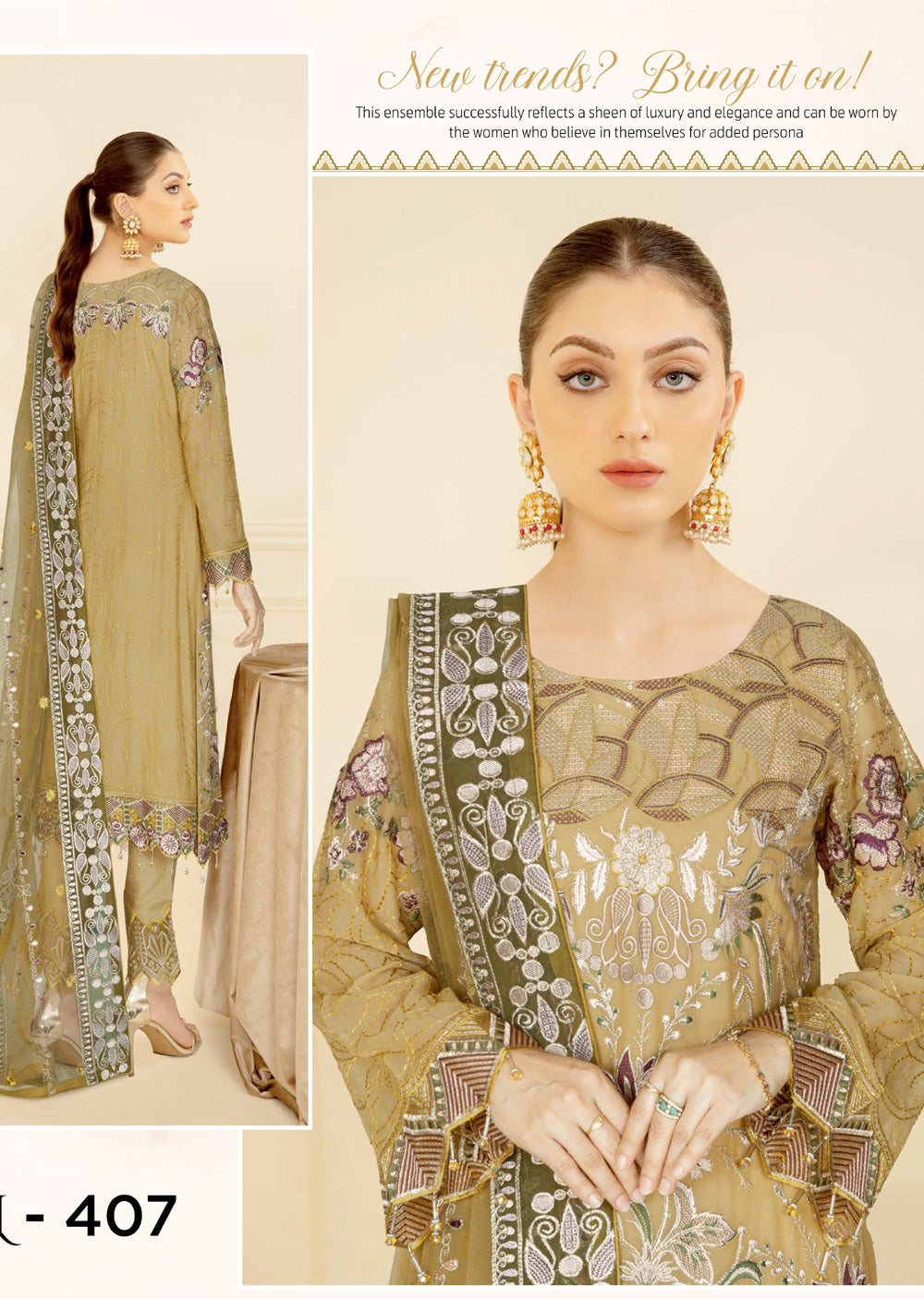 N-407-R - Readymade - Ramsha Nayab Weightless Chiffon Vol 4 2024 - Memsaab Online