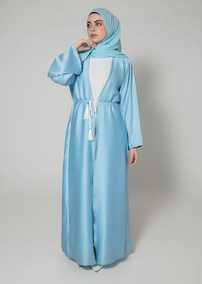 DSL-06 Zobiya - Blue Jacket Style Abaya Set - Memsaab Online