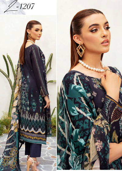 L-1207 - Unstitched - Ramsha Mashaal Luxury Lawn Vol 12 2024 - Memsaab Online