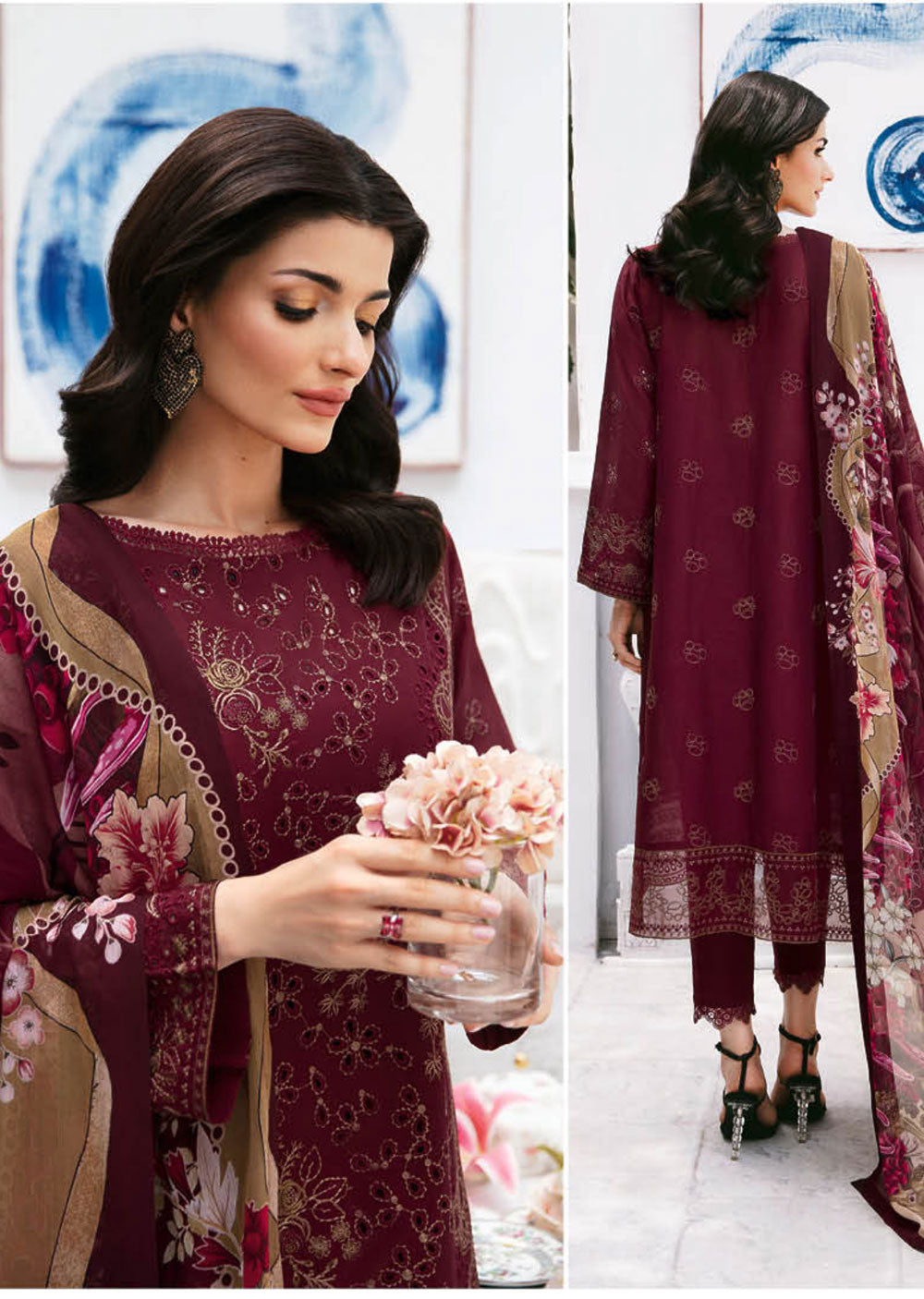 Z-907 - Unstitched - Ramsha Andaaz Luxury Lawn Vol 9 2024 - Memsaab Online