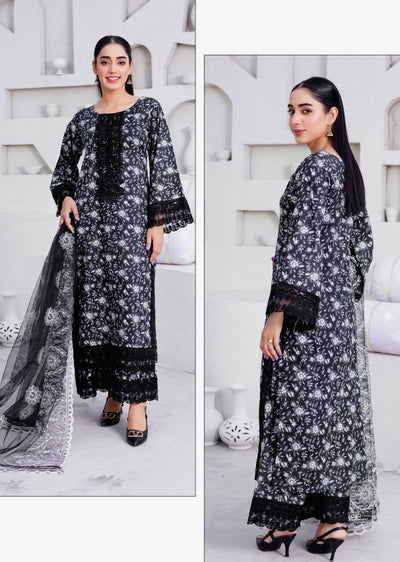 RGZ4007 Readymade Black/White Pearl Lawn Suit - Memsaab Online