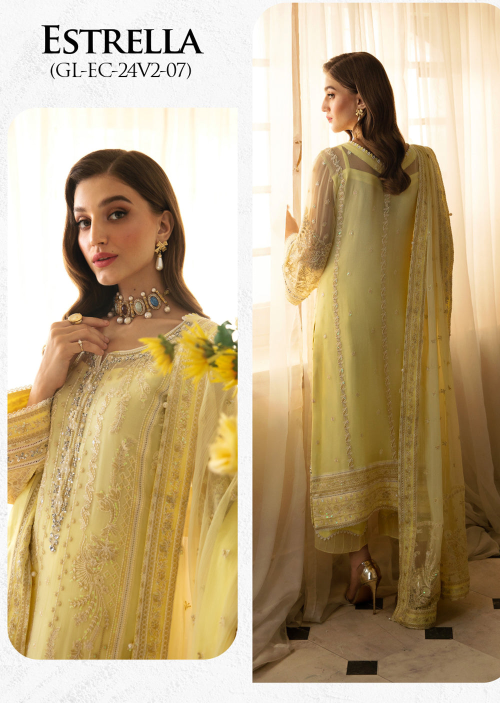 GLEC-07 - Estrella - Unstitched - Gulaal Embroidered Chiffon Collection 2024 - Memsaab Online