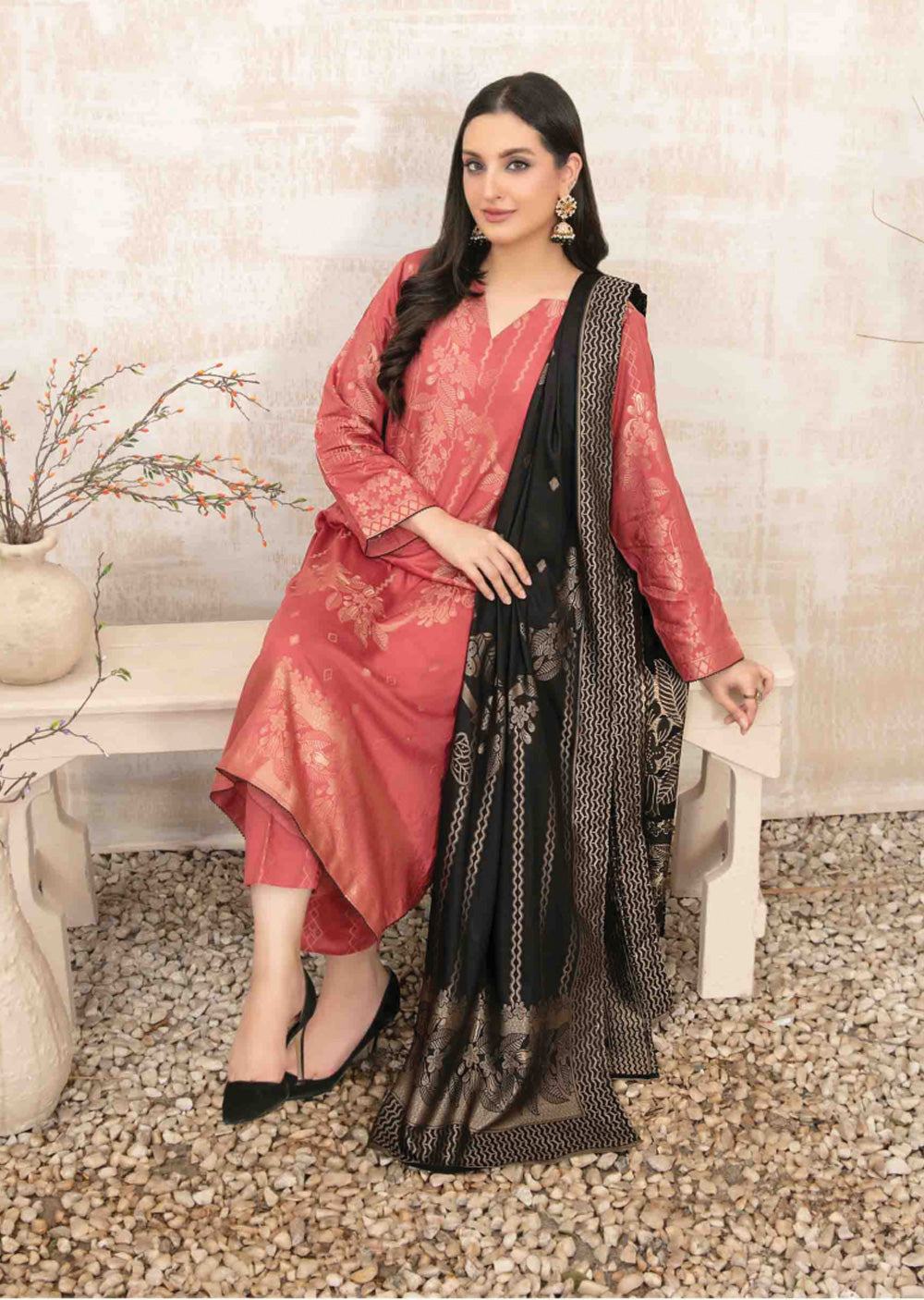 D-3879-R - Readymade - Umnia Staple Broochia Banarsi Suit 2024 - Memsaab Online