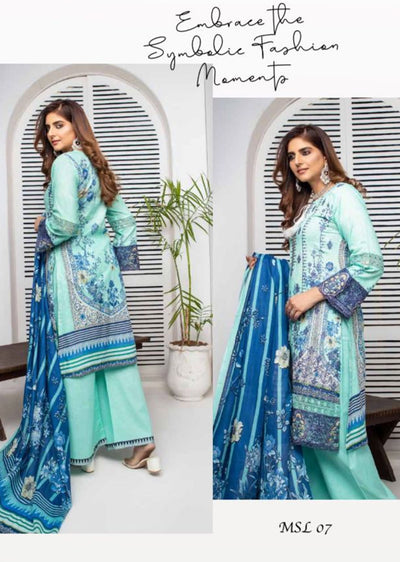 MSDL-07-R - Readymade - Munira Digital Lawn Suit 2024 - Memsaab Online