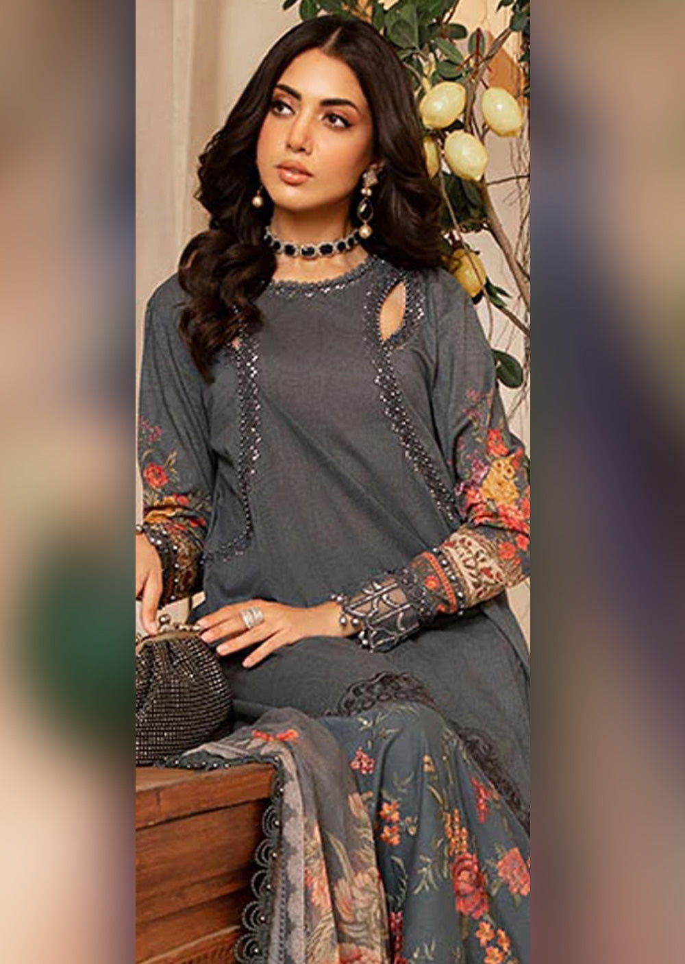 MTYC-02 - Grey - Unstitched - Maria B Inspired Dhanak Suit 2025 - Memsaab Online