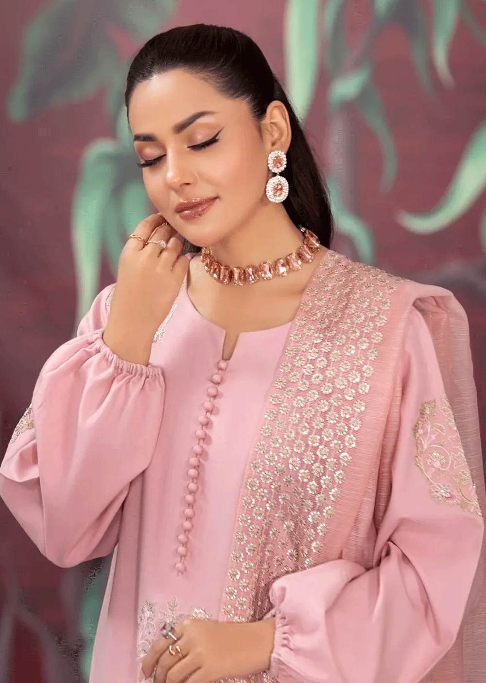 HSS-166 - Readymade - Diamond Sharara Embroidery suit by Heeras - Memsaab Online