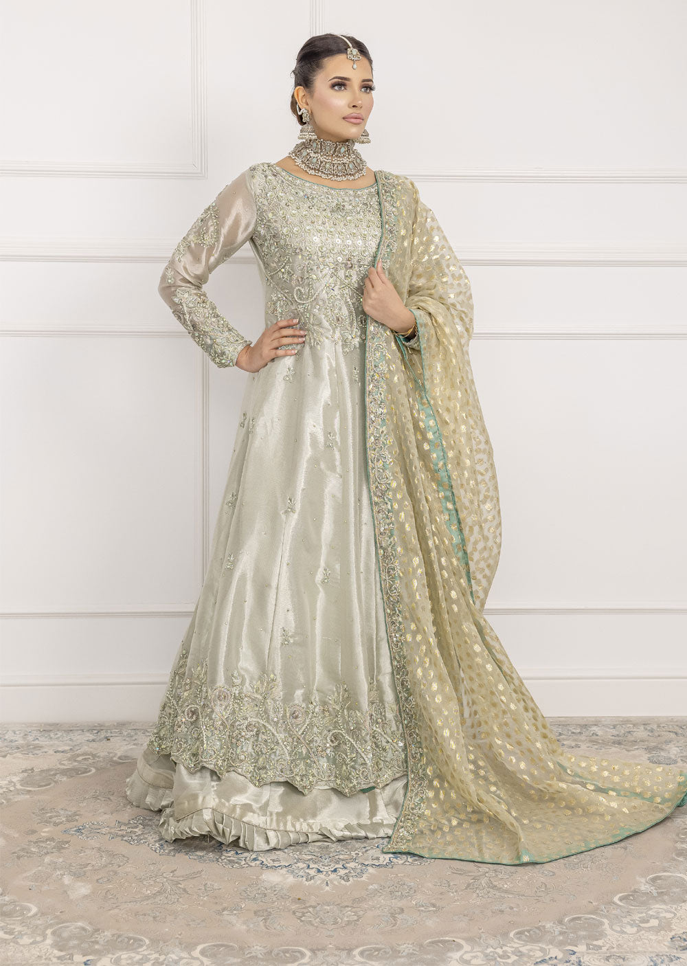 SRB1207 - Qudsia - Mint Sehrish.B Designer - Memsaab Online