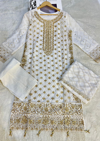 SLM609 Leeya - Readymade White Chiffon Outfit - Memsaab Online