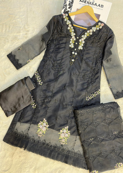 UMR801 - Black Organza Suit - Memsaab Online