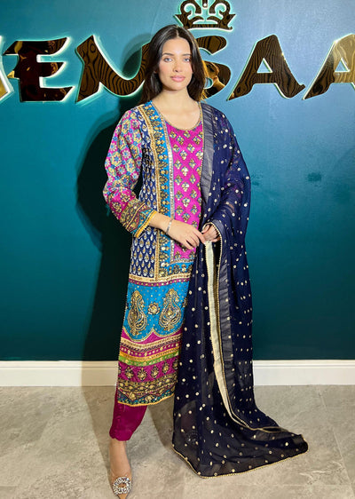 SSMR801 Bandani Sehrish B Mirror Work Suit - Memsaab Online