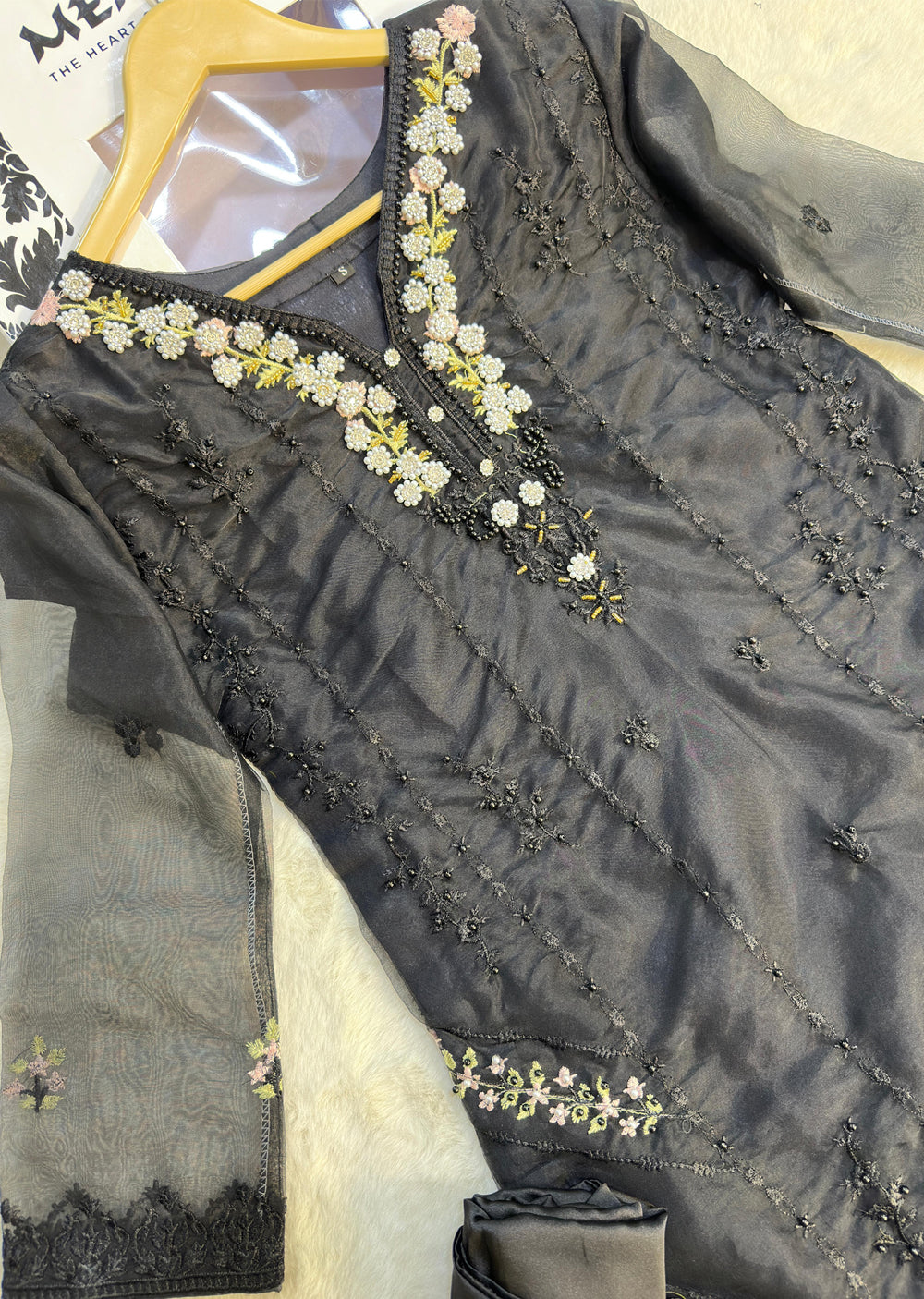 UMR801 - Black Organza Suit - Memsaab Online