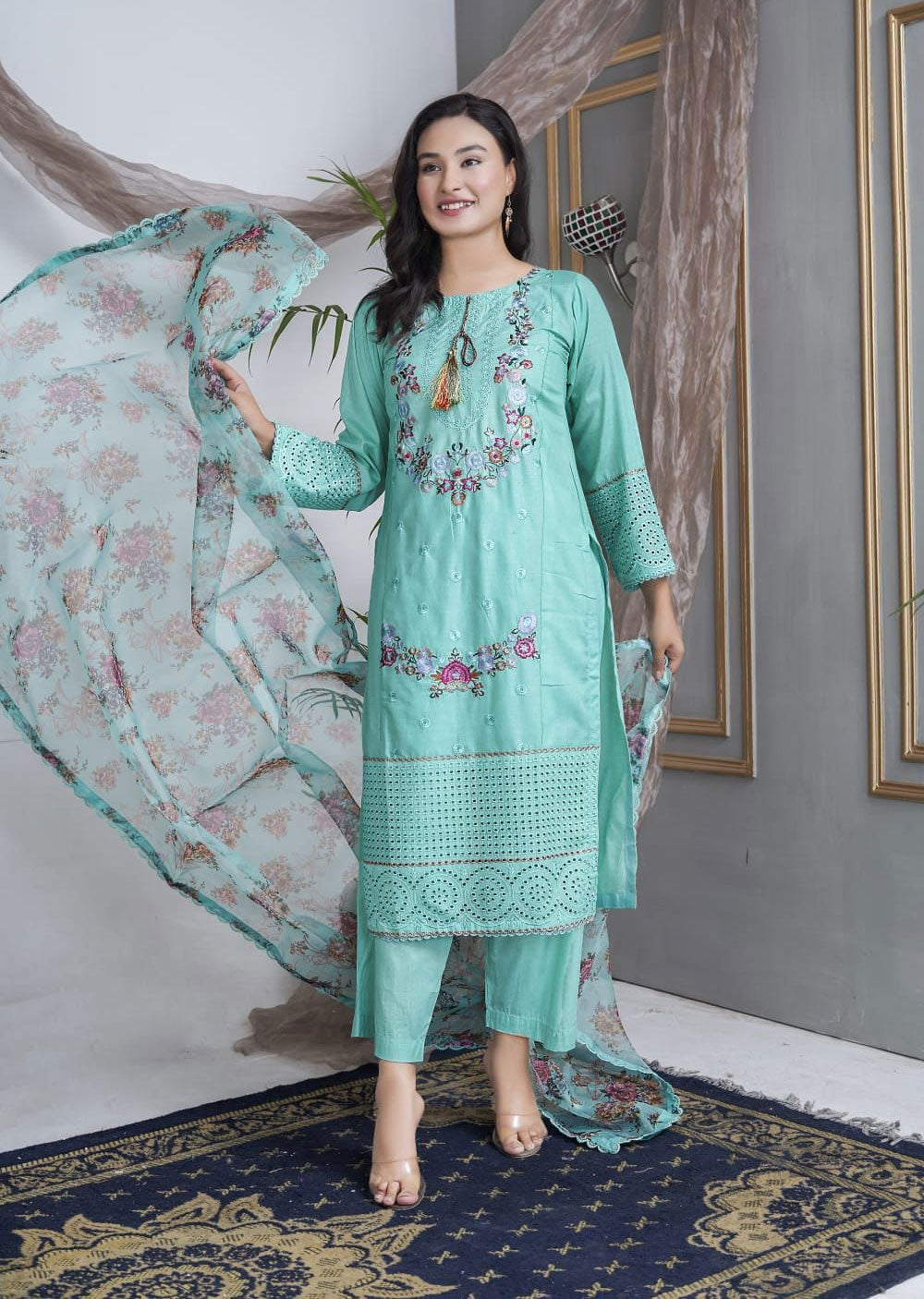 ASK802-E Readymade Cotton Suit - Memsaab Online