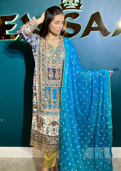 SSMR803 Bandani Sehrish B Mirror Work Suit - Memsaab Online