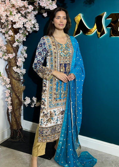 SSMR803 Bandani Sehrish B Mirror Work Suit - Memsaab Online