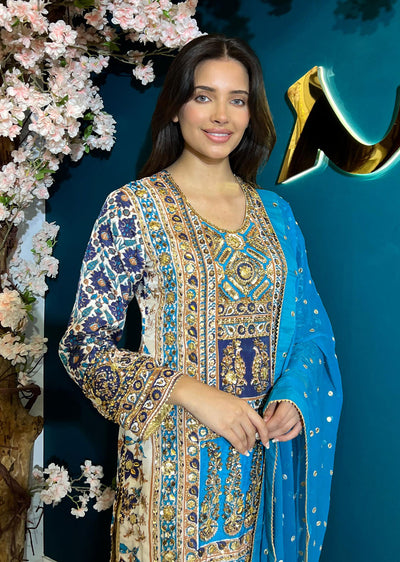 SSMR803 Bandani Sehrish B Mirror Work Suit - Memsaab Online