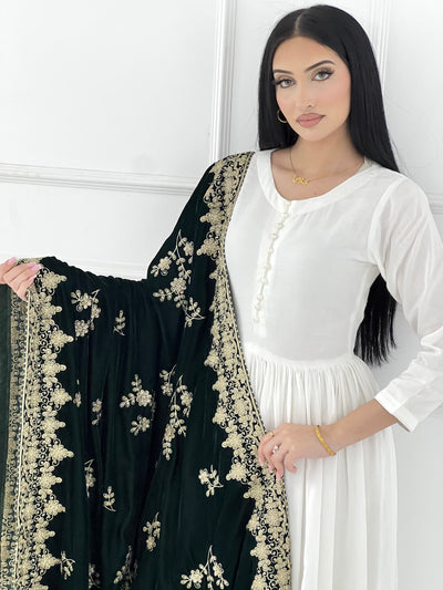 SMV103 Embroidered Velvet Shawl - Memsaab Online