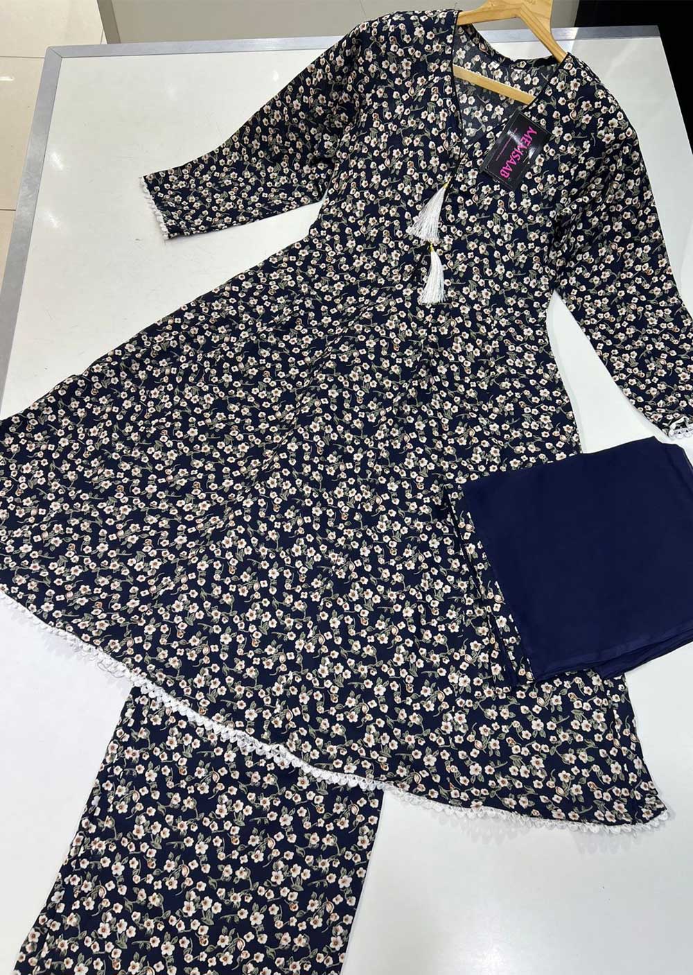 RGZ804 Blue Winter Linen Suit - Memsaab Online