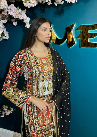 SSMR805 Bandani Sehrish B Mirror Work Suit - Memsaab Online